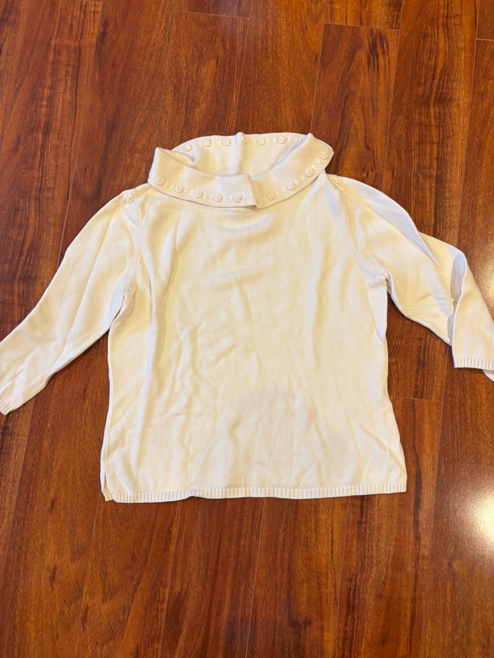 Rafaella Cream Button-Trim Turtleneck Sweater